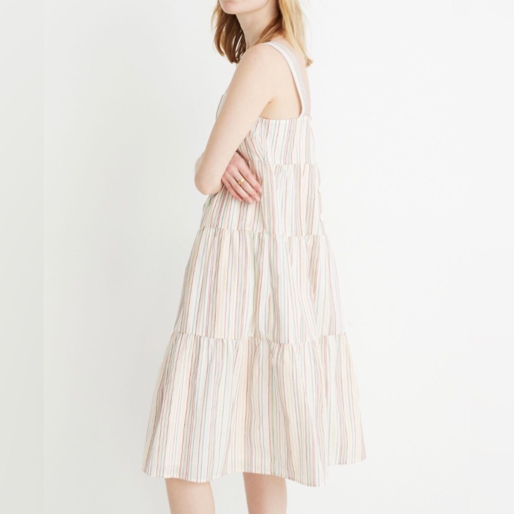 Madewell Rainbow Button-Back Tiered Dress
